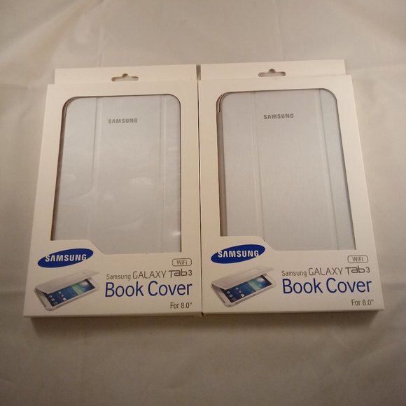 2 Original Samsung Galaxy Tab3 Magnetic Book Cover Cases White 8.0 Unisex - Picture 1 of 4